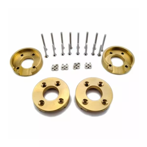 4 pcs. Brass crawler axle weights made of brass incl. 20 pcs. VA stud screws